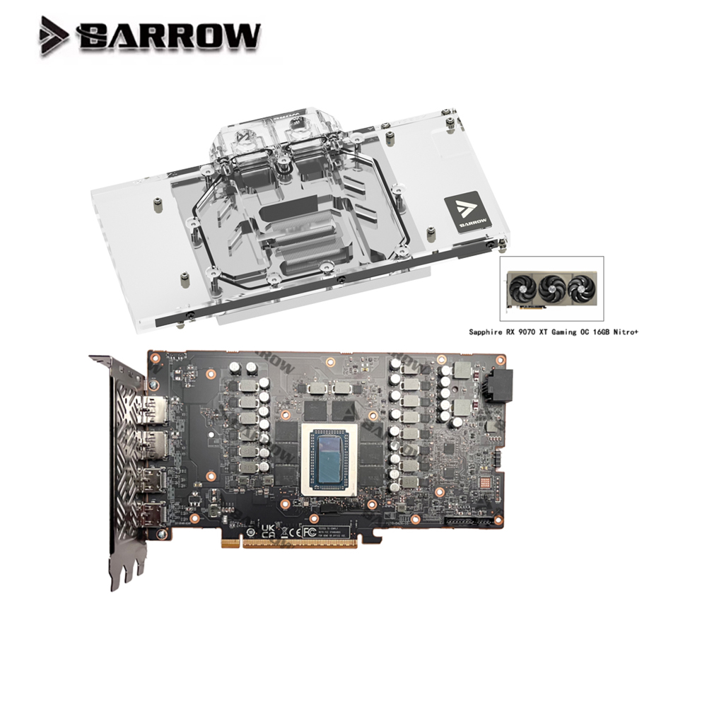 Rx 9070 16Gb - Barrow GPU Waterblok Voor Sapphire Radeon